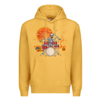 Mustard Skeleton Drummer Halloween Costume Playing Drums Mens Boys Premium Hoodie - DesignPulse
