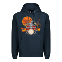 Navy Skeleton Drummer Halloween Costume Playing Drums Mens Boys Premium Hoodie - DesignPulse