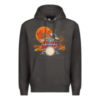 Smoke Skeleton Drummer Halloween Costume Playing Drums Mens Boys Premium Hoodie - DesignPulse