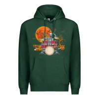 Sports Green Skeleton Drummer Halloween Costume Playing Drums Mens Boys Premium Hoodie - DesignPulse
