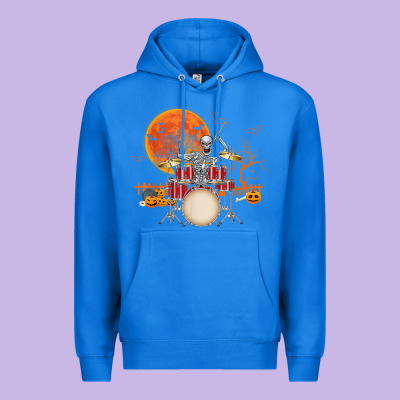 Skeleton Drummer Halloween Costume Playing Drums Mens Boys Premium Hoodie Designed By Designpulse