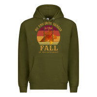 Army Green feminist my favorite season is fall patriarchy retro vintage long slee Premium Hoodie - DesignPulse