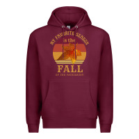 Burgundy feminist my favorite season is fall patriarchy retro vintage long slee Premium Hoodie - DesignPulse