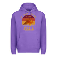 Purple feminist my favorite season is fall patriarchy retro vintage long slee Premium Hoodie - DesignPulse