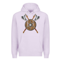 Lilac renaissance fair faire festival medieval theme axe shield Premium Hoodie - DesignPulse
