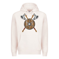 Pale Pink renaissance fair faire festival medieval theme axe shield Premium Hoodie - DesignPulse