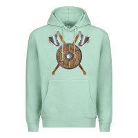 Seafoam renaissance fair faire festival medieval theme axe shield Premium Hoodie - DesignPulse