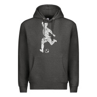 Charcoal Heather soccer player ball Premium Hoodie - DesignPulse