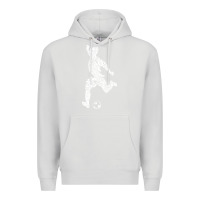 Dove Grey soccer player ball Premium Hoodie - DesignPulse