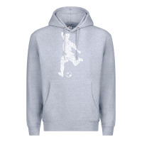 Heather Grey soccer player ball Premium Hoodie - DesignPulse