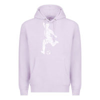 Lilac soccer player ball Premium Hoodie - DesignPulse