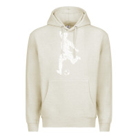 Oatmeal Heather soccer player ball Premium Hoodie - DesignPulse