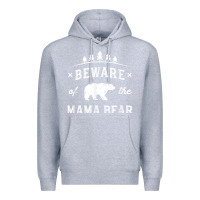 Heather Grey beware mama bear mom protect strong mother graphic clip art t shirt Premium Hoodie - DesignPulse