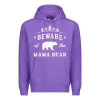 Purple beware mama bear mom protect strong mother graphic clip art t shirt Premium Hoodie - DesignPulse