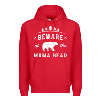 Red beware mama bear mom protect strong mother graphic clip art t shirt Premium Hoodie - DesignPulse