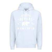 White beware mama bear mom protect strong mother graphic clip art t shirt Premium Hoodie - DesignPulse
