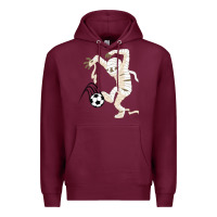 Burgundy funny halloween soccer ball Premium Hoodie - DesignPulse