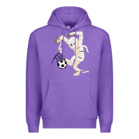 Purple funny halloween soccer ball Premium Hoodie - DesignPulse