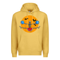 Antique Gold cheerleading skeleton halloween cheer skeleton cheerleader t shirt Premium Hoodie - DesignPulse