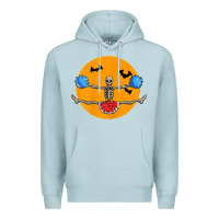 Blue Mist cheerleading skeleton halloween cheer skeleton cheerleader t shirt Premium Hoodie - DesignPulse