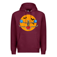 Burgundy cheerleading skeleton halloween cheer skeleton cheerleader t shirt Premium Hoodie - DesignPulse