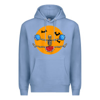 Colony Blue cheerleading skeleton halloween cheer skeleton cheerleader t shirt Premium Hoodie - DesignPulse