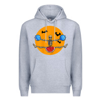 Heather Grey cheerleading skeleton halloween cheer skeleton cheerleader t shirt Premium Hoodie - DesignPulse
