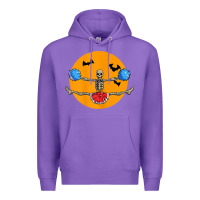 Purple cheerleading skeleton halloween cheer skeleton cheerleader t shirt Premium Hoodie - DesignPulse