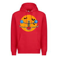 Red cheerleading skeleton halloween cheer skeleton cheerleader t shirt Premium Hoodie - DesignPulse