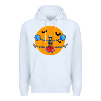 White cheerleading skeleton halloween cheer skeleton cheerleader t shirt Premium Hoodie - DesignPulse