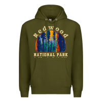 Army Green redwood national park california retro vintage cam Premium Hoodie - DesignPulse