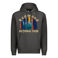 Charcoal Heather redwood national park california retro vintage cam Premium Hoodie - DesignPulse