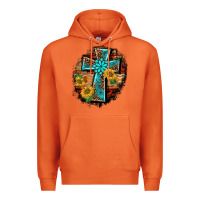 Carrot western turquoise's leopard cross  wooden aztek sunflowers background Premium Hoodie - BarkalooDesign