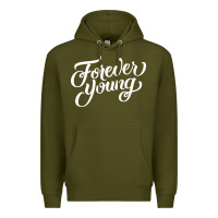 Army Green forever young Premium Hoodie - DesignPulse