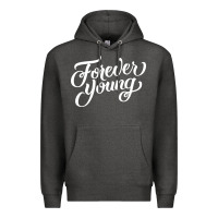 Charcoal Heather forever young Premium Hoodie - DesignPulse