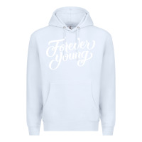 White forever young Premium Hoodie - DesignPulse