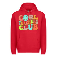 Red cool teachers club funny smile teachers club squad t shirt Premium Hoodie - DesignPulse