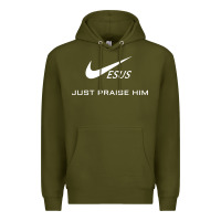 Army Green jesus just praise him Premium Hoodie - DesignPulse
