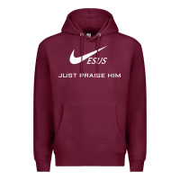 Burgundy jesus just praise him Premium Hoodie - DesignPulse