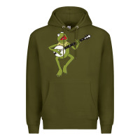 Army Green Kermit playing the banjo Classic Premium Hoodie - DesignPulse