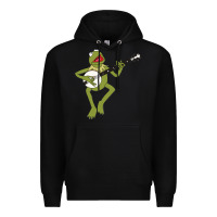 Black Kermit playing the banjo Classic Premium Hoodie - DesignPulse