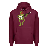Burgundy Kermit playing the banjo Classic Premium Hoodie - DesignPulse