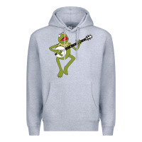 Heather Grey Kermit playing the banjo Classic Premium Hoodie - DesignPulse