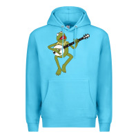 Ocean Blue Kermit playing the banjo Classic Premium Hoodie - DesignPulse