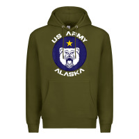 Army Green us army alaska polar bear patch t shirt Premium Hoodie - DesignPulse