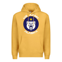 Mustard us army alaska polar bear patch t shirt Premium Hoodie - DesignPulse