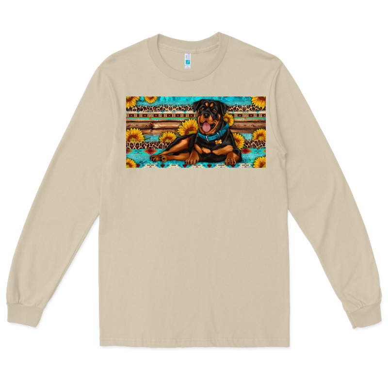 Rottweiler With Sunflowers License Plate Long Sleeve Tee by Artiststas | Teevron