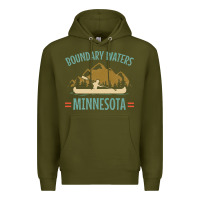 Army Green retro boundary waters canoe minnesota Premium Hoodie - DesignPulse