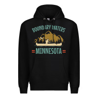 Black retro boundary waters canoe minnesota Premium Hoodie - DesignPulse