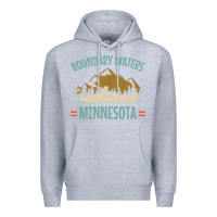 Heather Grey retro boundary waters canoe minnesota Premium Hoodie - DesignPulse